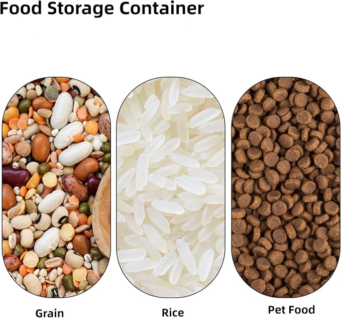2 Pack Rice Storage Container 25 lbs, Airtight Flour Storage Containers with Lid and Wheels, Measuring Cup & Scoop, BPA Free, Bulk Food Dispenser for Sugar, Grain, Cereal, Dog Food (Grey)