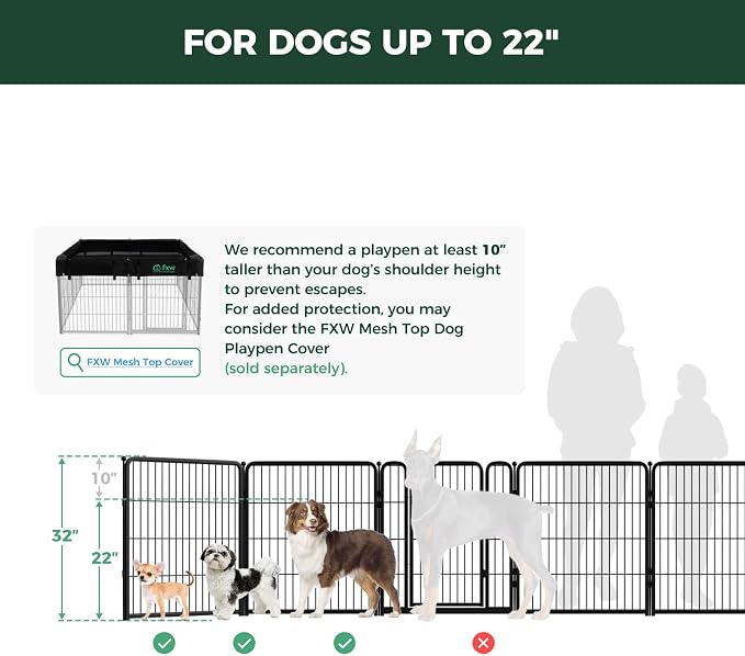 FXW Homeplus Indoor Dog Playpen with Divider Connectors, 32" H, 16 Panels | Calm Indoor Play Area, Two-Zone Layout, For Small & Medium Dogs, Patented