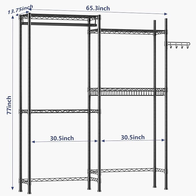 Golpart Laundry Organizer Shelves Over the Washer and Dryer Storage Shelf | Heavy Duty Laundry Room Organization Clothes Drying Rack Adjustable Height Wire Shelving and Wire Basket with Hanger Rod