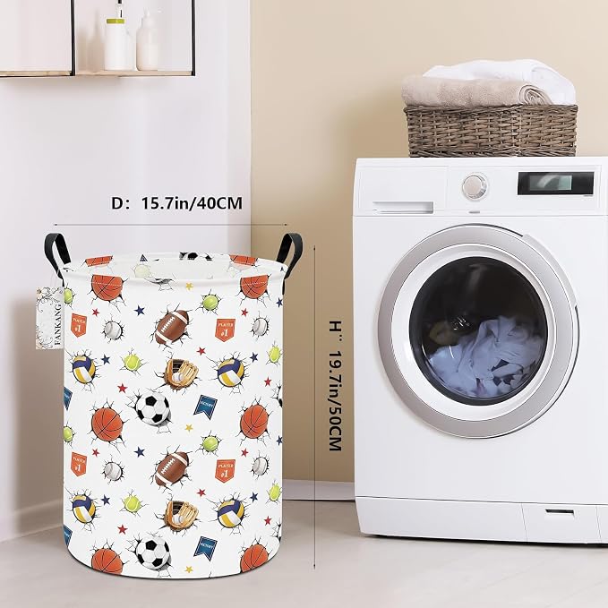 Sports Ball Storage Bin Foldable Nursery Basket | Foldable with Waterproof PE Coating Organizer Bin for Kids Boys and Girls,Office,Bedroom,Clothes