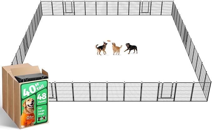FXW Rollick Dog Playpen, Indoor, Yard & RV Camping, 40" H, 48 Panels | Easy setup, Heavy-duty, DIY layouts, for Medium & Large Dogs, Patented