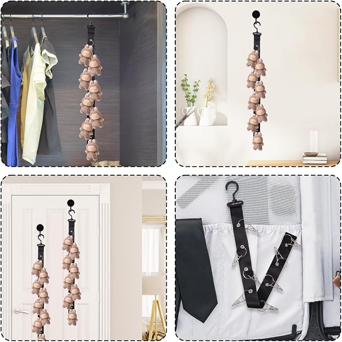Doll Hanging Organizer, Plush Display Strap Holder Chain with 8 Metal Clips