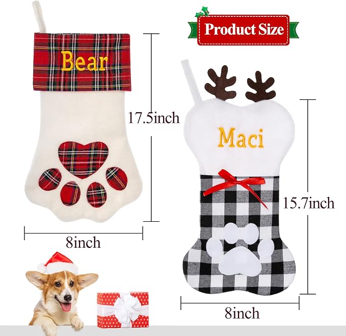 Personalized Christmas Stocking Large Custom Knitted Embroidered Name Xmas Stocking for Family Kids Pets Fireplace Party Decor