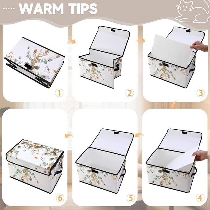 Stackable Clothes Storage Bins with Lids 3 Pack | Closet Organizers, Fabric Box, For Blanket Clothes, Under Bed Storage Containers
