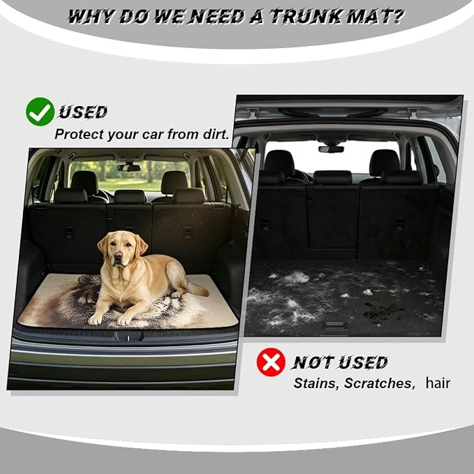 All Weather Cargo Liner Fits for SUV, Tiger Print Car Trunk Mats Rear Trunk Liner Mat Non Slip Backing Cargo Protection Mat for Camping Picnic Travel