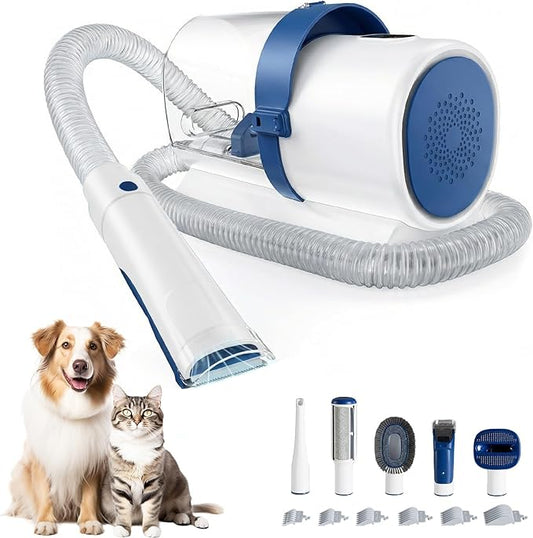 NEWBULIG 5-in-1 Pet Grooming Vacuum Kit, 2.5L Dust Cup, 3 Suction Modes and 5 Groomer Tools, Dog Clippers with Cordless Low Noise for Cats, Dogs Other Animals Hair Trimmer