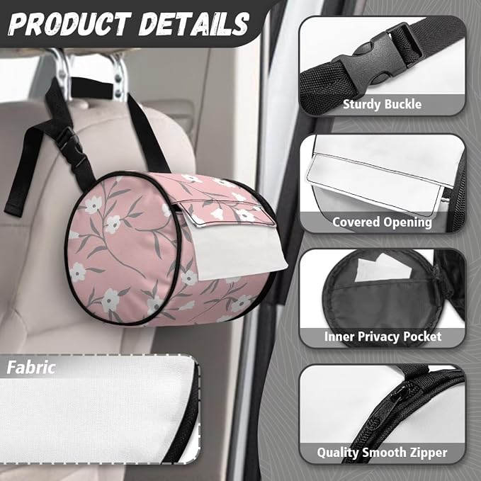 Floral Hanging Paper Towel Roll Holder with Adjustable Strap Water Resistant Toilet Tissue Roll Dispenser Farmhouse Handy Toilet Paper Cover Storage Holder