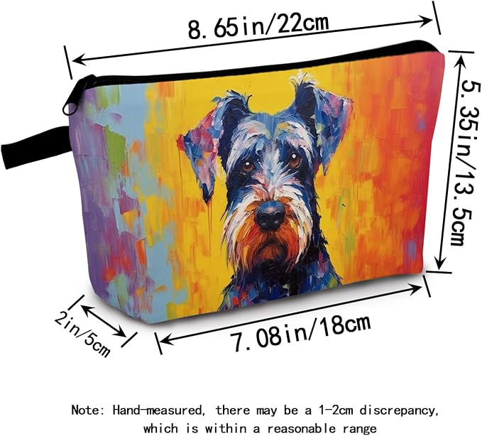 Oil Painting of Schnauzer Dog Print Women's Makeup Bag Daily Commute Cosmetics Storage Pouch Beach Travel Fashion Toothbrush Bag