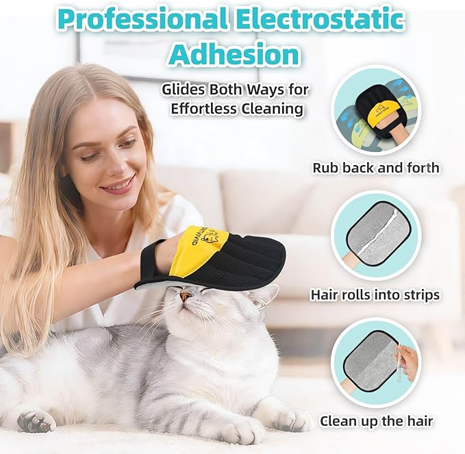 2 Pack Pet Hair Removal Glove for Dogs & Cats,Resuable Five-Finger Magic Brush,2026 Newly Upgraded Electrostatic Pet Hair Remover Gloves,Pet Hair Remover Tool for Clothes, Bed,Couch, Carpet