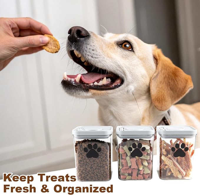 3pack Airtight Dog Treat Jars|48oz POP Dog Cat Food Container|Plastic Dog Cat Treat Container for Kitchen Counter|Puppy Food Bin|Dog Cookie Jar-Keep Food Fresh Crispy-BPA free