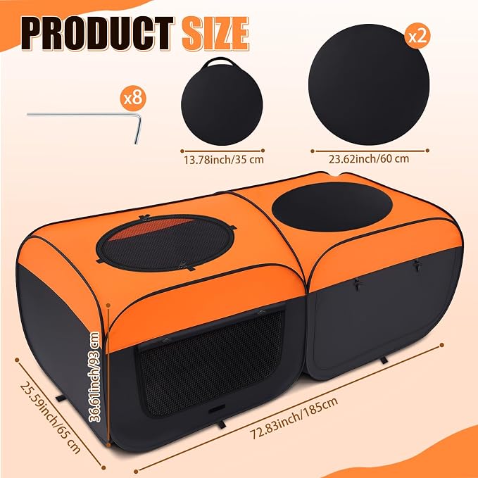 LemonRoad 73 Inch Large Chicken Brooder Box for Chick Starter Kit, Holds up to 30-40 Chicks, Upgrade Dual Door, Top Shading Design, Chick Brooder Pen/playpen/Baby Chicken, Bottom Non-Detachable