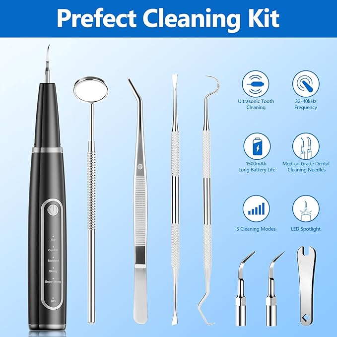 Ni-SHEN Dog Plaque Remover for Teeth,Pet Ultrasonic Tooth Cleaner,Teeth Cleaning Kit -Tartar Remover for Teeth Stains for Dogs and Cats (Black)