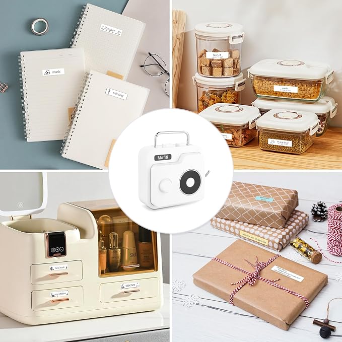 mafiti Label Maker Machine with Tape Bluetooth Wireless Label Printer Mini Label Makers Rechargeable Thermal Small Label Maker Easy to Use for Home Office School