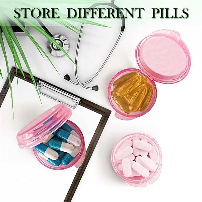 UHOUSE Small Pill Box (3 Pack), Daily Mini Pill Organizer Portable for Purse Pocket,Travel Pill Case Medicine Storage Container Earplug Case(Red)
