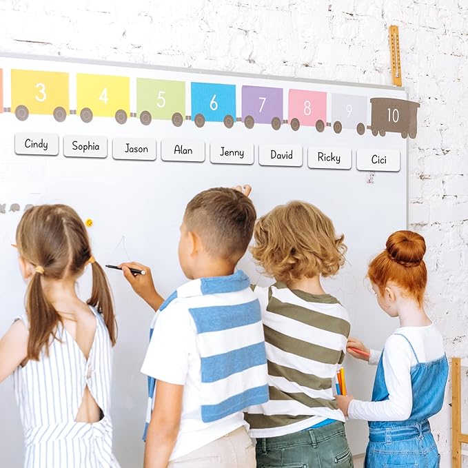 Dry Erase Magnetic Labels 4x2 Inch White, Reusable Magnetic Dry Erase Labels for Classroom Office Whiteboards，Pack of 40