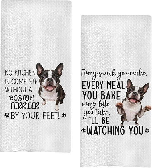 Boston Terrier Dog Kitchen Towels Set - Boston Terrier Gifts for Dog Lovers Women, Dogs Hand Towels Dish Towels Decor, 16x24 Inch,Set of 2