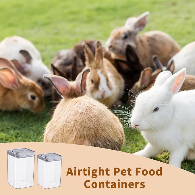 2 Pack Pet Food Storage Containers, 2.6L & 1.6L Small Animal Food Storage Box, Hamsters Treats Container with 1 spoons suitable for cats/hamsters/guinea pigs/rabbits dry food container