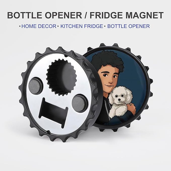 Pet & Figure Magnetic Bottle Opener for Fridge – 3.1 Inch Stainless Steel Beer Opener, Refrigerator Magnet with Strong Hold