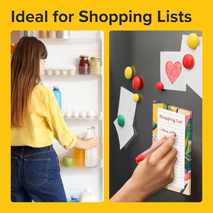 X-bet MAGNET Magnetic Notepads for Fridge, 4 Pads x 50 Sheets, Grocery List | Tear-Off Grocery & Shopping List Pad with Magnetic Backing, Sticks to Fridge for Notes, Reminders & To-Dos