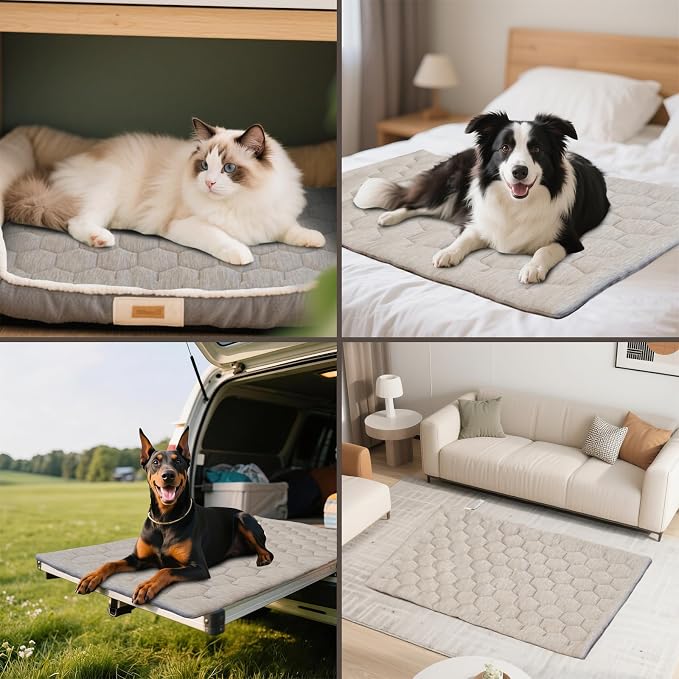Dog Cooling Mat, Breathable Cooling Mat for Dog Pet Blanket, Washable Cooling Pad for Dogs & Cats, Summer Relief Greige Neutral Decor Mat for Crate, Floor and Car, Taupe, Size C (59"L x 40"W)