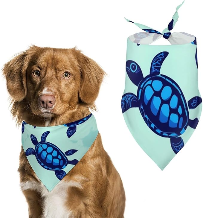 Summer Casual Fashion Pet Triangle Scarf Ocean Animal Turquoise Blue Sea Turtles for Dogs, Cats Wedding, Running, Hiking, Camping, Daily Walking Use