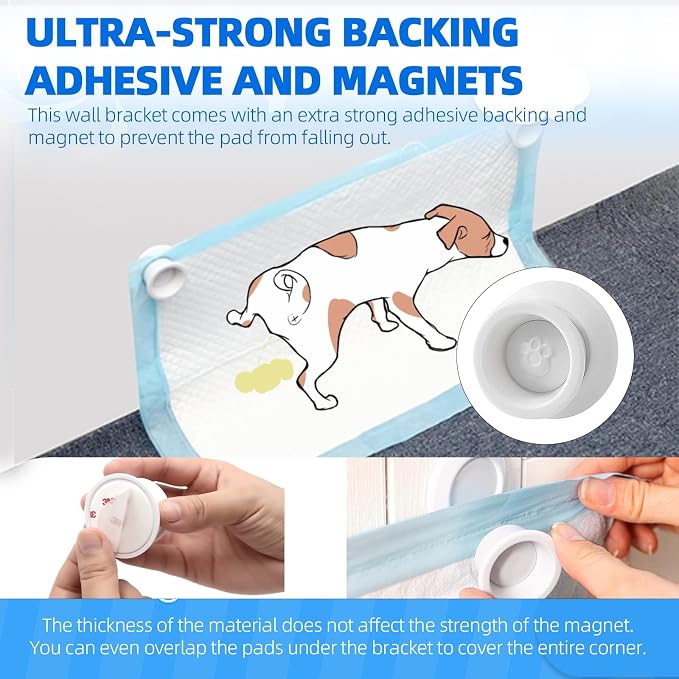 Potty Training Pad Magnetic Holder for Any Size of Puppy Pee Pad | Perfect for Leg-Lifting Marking Dogs, Strong Magnets Will Stick on Most Flat Surfaces