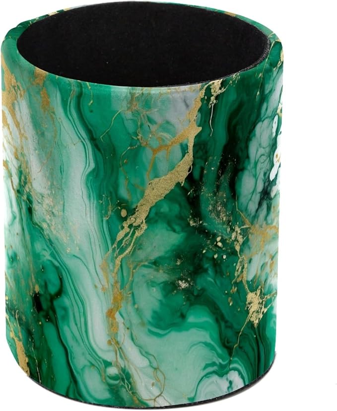 Green Marble Texture Pen Holder, Pencil Cup Marker Brush Holder Desk Storage Case, Desktop Organizer for School Office Home Supplies