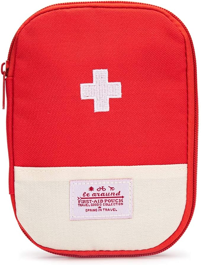 Red First Aid Bag Empty 1st Aid Bag Section Dividers Medical Travel Case Emergency First Responder Storage Compact Medicine Bag for Car Home Office Kitchen Sport Outdoors (Red)