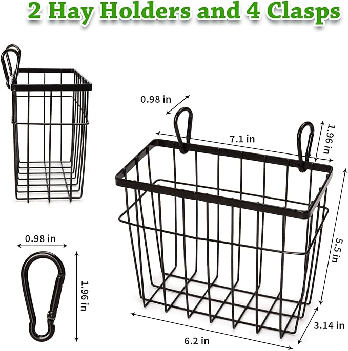 Rabbit hay Feeder Sangle Sopffy 2PCS, Guinea Pig hay Feeder with Metal Frame for Guinea Pig Chinchilla Bunny, Chinchilla cage Accessories (Black-1)