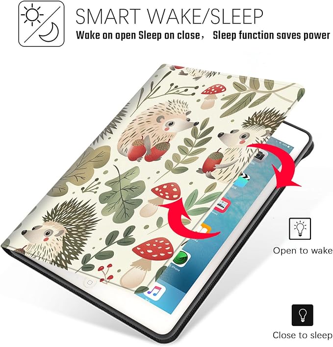 Tablet Case for iPad Air 13" M3/M2,iPad Pro 12.9" 6th/5th/4th/3rd Generation,Shockproof Protective Cover with Stand,Auto Wake/Sleep,Hedgehog Acorn
