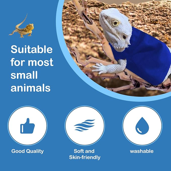 Lizard Clothes Bearded Dragon Hoodie Sweater Jacket Small Pet Costume Flannel Apparel for Reptiles Party Cosplay Props Chameleon Outfit Reptile Clothing Accessories（Blue）