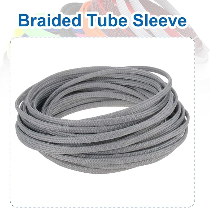 Heyiarbeit 10m/32.8ft PET Expandable Braid Cable Sleeving Flexible Wire Mesh Sleeve Grey 4mm