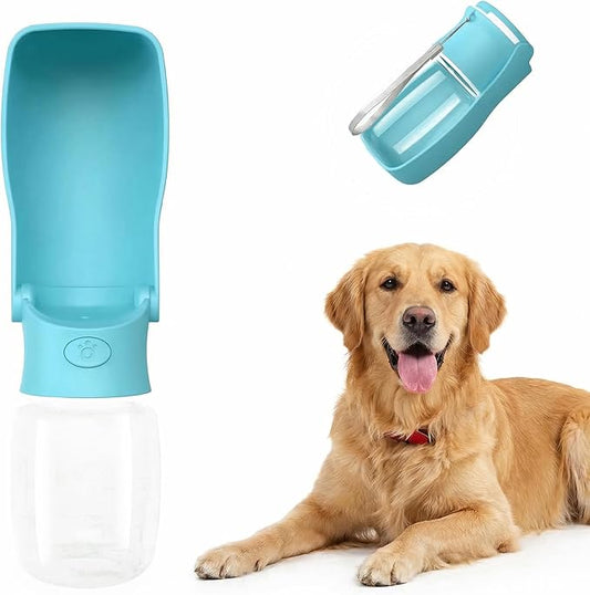 Portable Dog Water Bottle for Walking – 19oz / 12oz Foldable Pet Water Dispenser for Puppies, Medium & Large Dogs – Leak Proof Travel Water Bowl for Small Animals Dog Accessories(12OZ Blue)