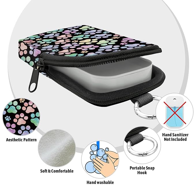 Hand Sanitizer Holder, Dog Paw Spray Case Zippered Pouch | Keychain, Travel Size, Cute Fashion Accessory with Snap Hook, for Glow Mist and Power Mist 1FL OZ, Mini Small Pocket Clip on