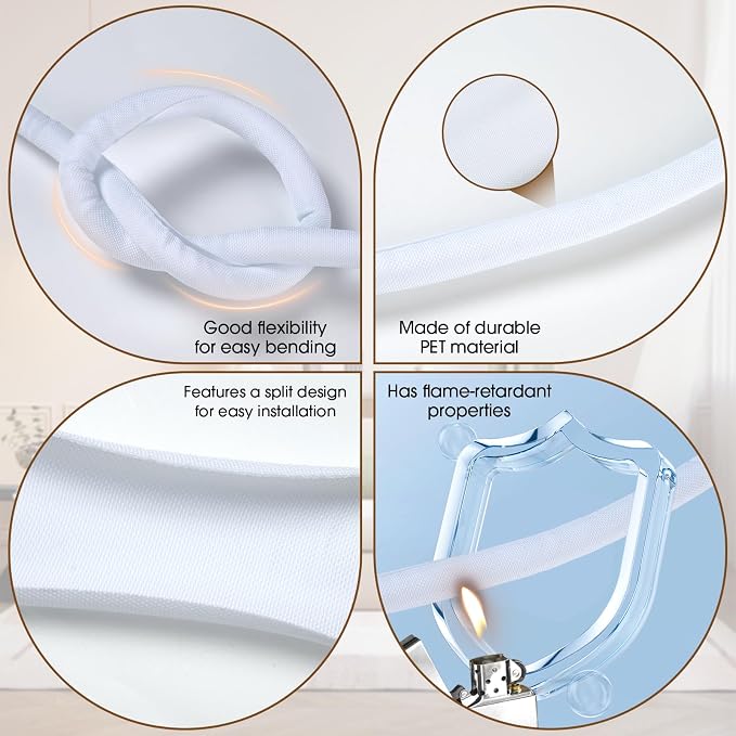 Cord Protector for Pets, Wire Protector 10FT-1/2 inch-White | No Chew Cord Cover for Pets,Protects Cable and Wire from Pets Chewing,Ideal for USB, Power and Video Cords