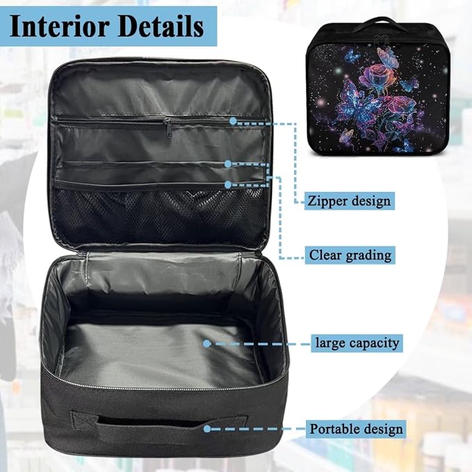 First Aid Empty Pouch Galaxy Butterfly Rose Medical Organizer for Hiking Travel and Daily Carry Features Water-Repellent Fabric Washable Interior Quick-Grab Handle
