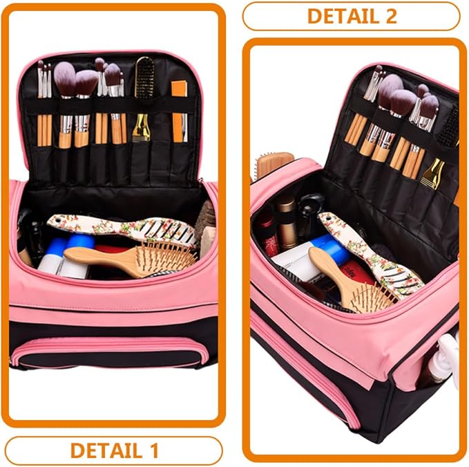 Balacoo Multi-Functional Hair Stylist Bag for Outdoor and Travel, Oxford Cloth Hairdresser Tools Organizer with Dividers, Easy Access and Keeps Tools Organized, Pink Hair Cutting Kit