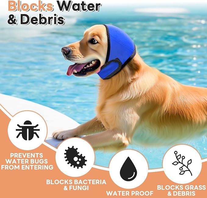Dog Ear Muffs Noise Protection, Water-Resistant, No-Shake Ear Muffs for Grooming, Bathing, Swimming & Noise Relief
