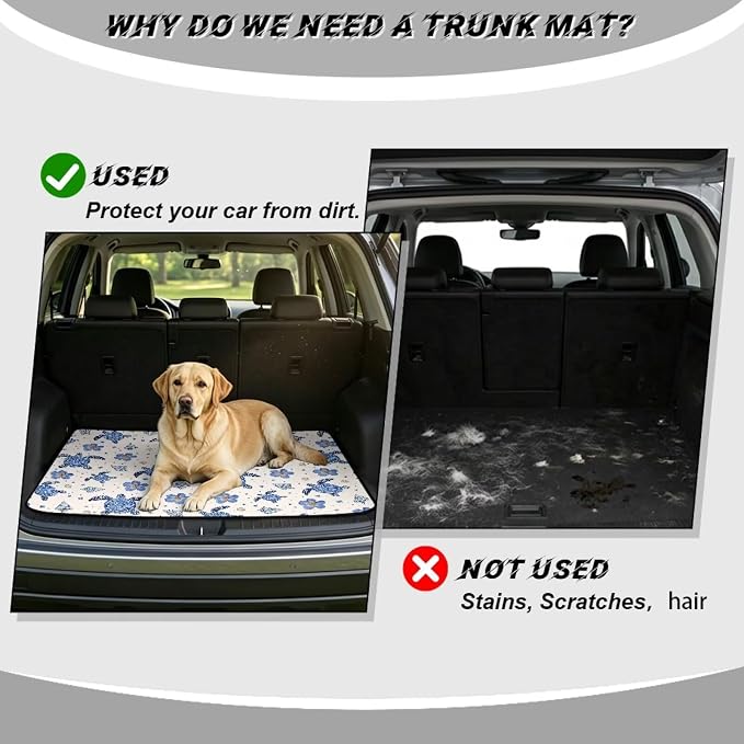 Turtle Print Trunk Mat for Cars, Non Slip Auto Cargo Liner, Dustproof Rear Trunk Mats, Durable Vehicle Interior Accessories, 29" x 39", Easy Clean