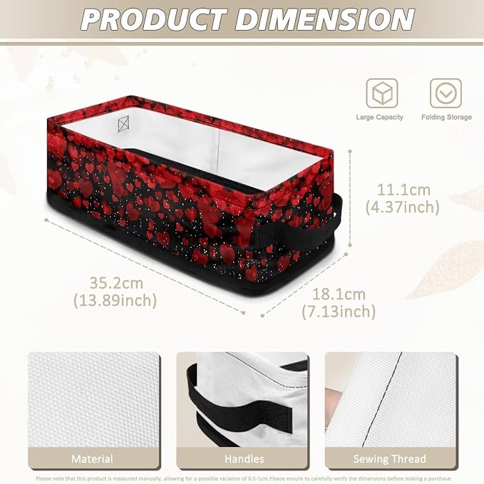 Valentine Heart Toilet Paper Basket,Bathroom Basket Decorative Shelf Bin Organizer for Toilet Tank Topper Countertop Shelves, Decor for Bedroom Living Room