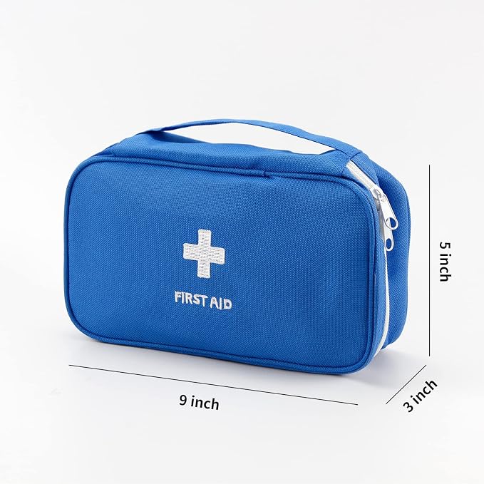 Portable Empty First Aid Kit Bag, Travel Medicine Pouch, Small Medical Bag (Blue)