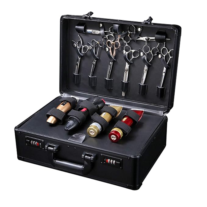 CNCEST Barber Carrying Case,Large Barber Beauty Salon Tool Kits Storage,Portable Travel Carry Case Hairdresser for Hair Stylist Pet Groomer (Black)
