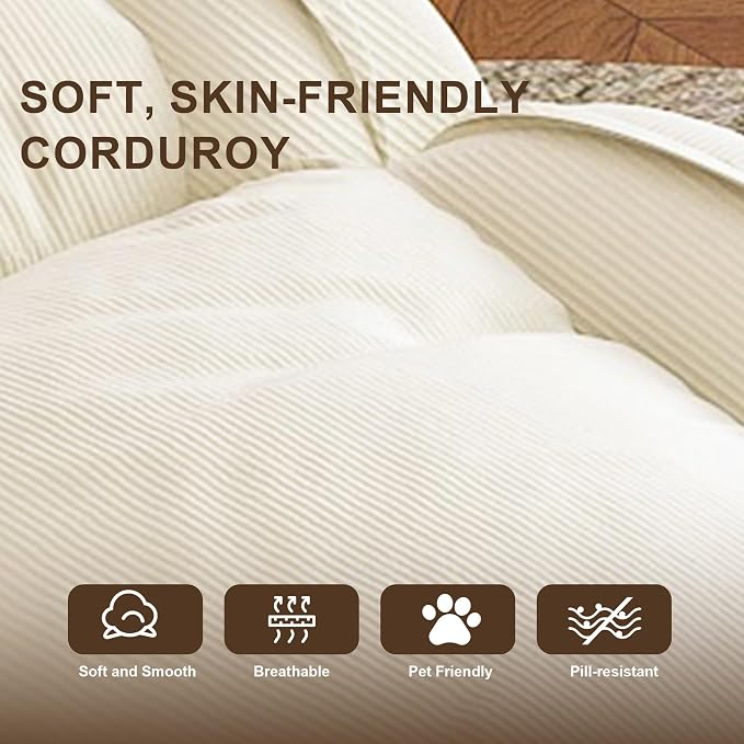Human Dog Bed for Adults and Pets, Upholstered Foldable Lazy Sofa Bed with 5 Adjustable Positions, Corduroy Floor Sofa Bed with 2 Pillows, Convertible Recliner for Living Room, Reading Corner