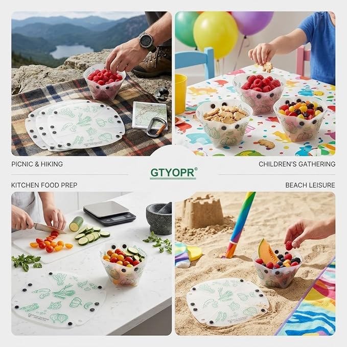 GTYOPR® Space-Saving Bowls 3-Pack - Collapsible, Leakproof, Lightweight Food-Grade PP | Ideal for Camping, Hiking, Boating, RV (Small)