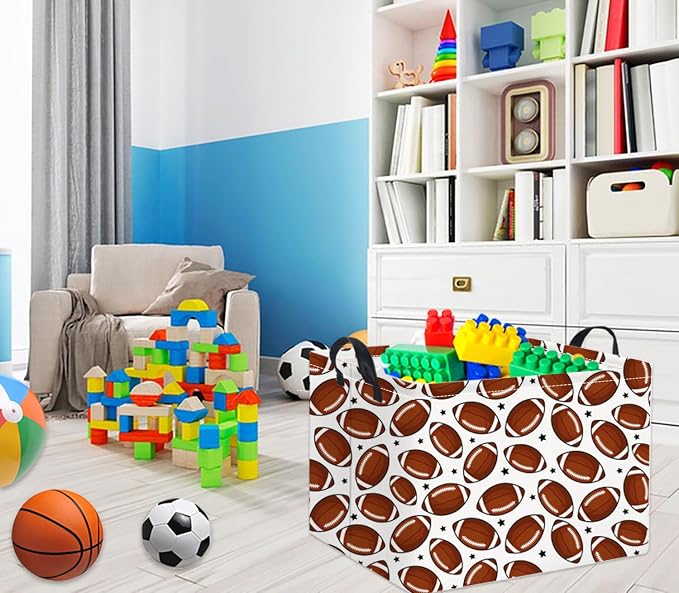 Rectangular Football Basket Kids Baby Storage Basket Cute Kids Toy Storage Bin Organizer Shelf Book Sports Footballl Room Decor(Football)