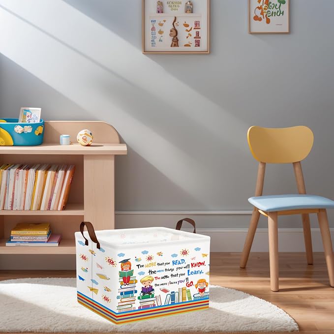 Reading Book Storage Basket Organizer for Nursery, Classroom, Library, and Daycare Store Books, Clothes (Kid Learning)