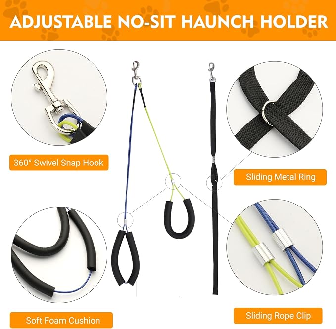 Adjustable Pet Grooming Arm with Clamp for Small & Medium Large Dogs,29" | Dog Grooming Arm,Grooming Loop & No Sit Haunch Holder Dog Grooming Station with Clamp for Home Use,Nail Trimming & Drying