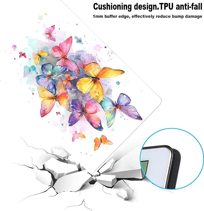 for Samsung Galaxy Tab S8/S7 2022/2020 11 Inch (SM-X700/X706/T870/T875/T878) Tablet Protective Cover with Adjustable Stand and Magnetic Auto Wake/Sleep,Butterfly Watercolor