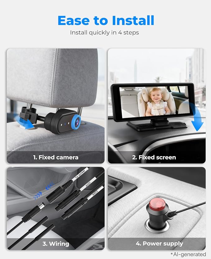 LUCKVIEW BM5PRO Dual Baby Car Camera, Blue 7.2" 1080P Monitor