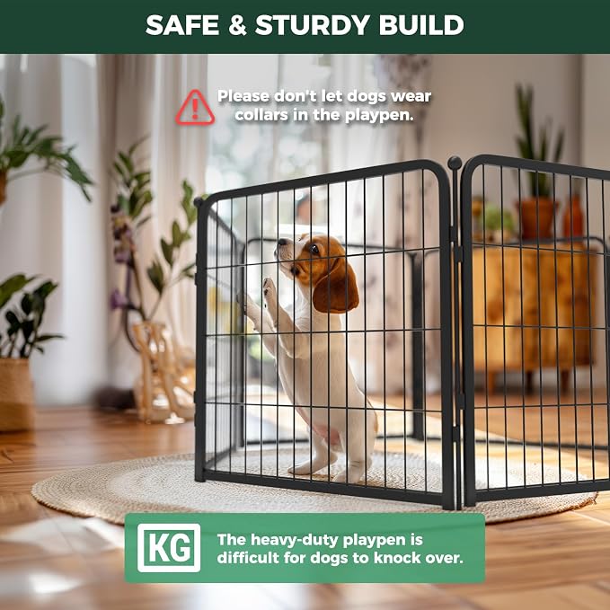 FXW Homeplus Indoor Dog Playpen with Divider Connectors, 24" H, 16 Panels | Calm Indoor Play Area, Two-Zone Layout, For Puppies & Small Dogs, Patented